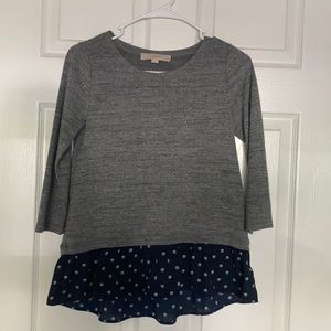 NWOT Loft gray sweater with blue tail shirt